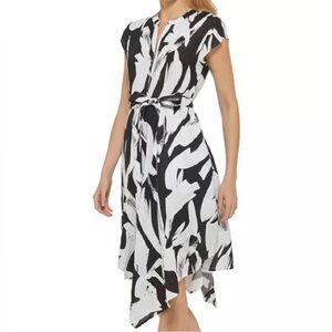 Asymmetrical Black and White Dress